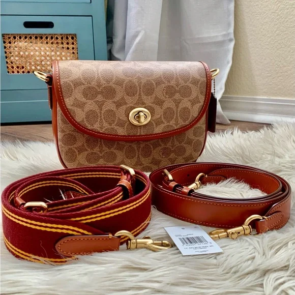 Coach Willow Saddle Bag Signature B4/ Tan Rust - Picture 4 of 16